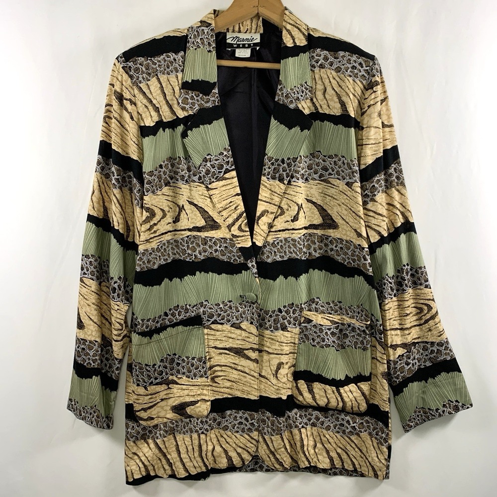 VTG Marnie West Womens Statement Sack Blazer Size M Earthy‎ Maximalist USA Made